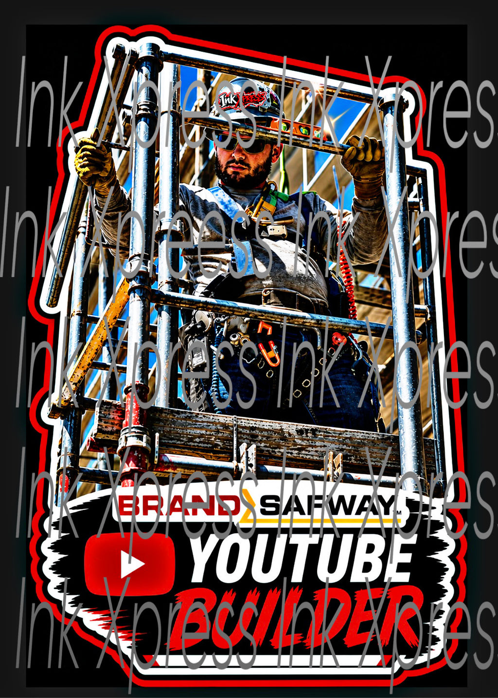 Funny custom Scaffolding hardhat sticker