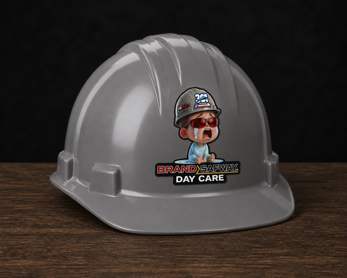 BrndSfwy daycare funny hardhat sticker