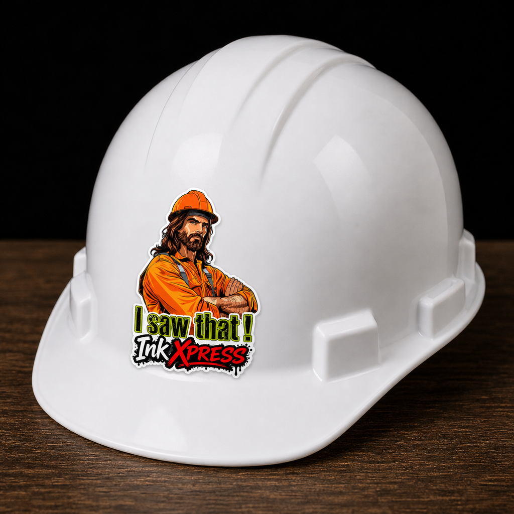 Funny Jesus i saw that hardhat sticker